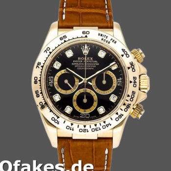 Replica Rolex Daytona 16518 Black Diamond Dial Lederarmband 40mm Herren Replica Uhren