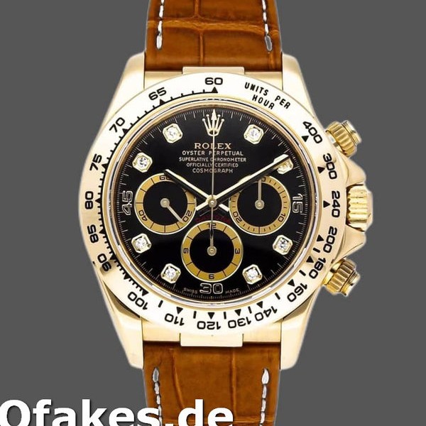 Replica Rolex Daytona 16518 Black Diamond Dial Lederarmband 40mm Herren Replica Uhren