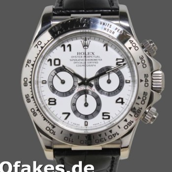 Replica Rolex Daytona 16519 White Dial Black Leather strap 40mm Herren Replica Uhren