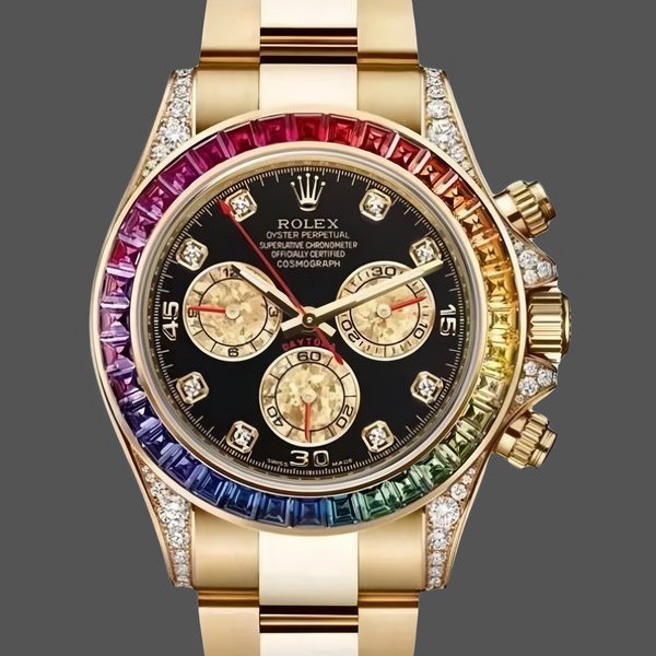 Replica Rolex Daytona Chronograph Automatik Chronometer Diamond Black Dial 116598RBOW 0001