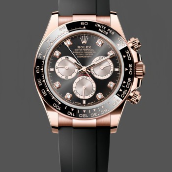 Replica Rolex Daytona Everose Rubber 126515LN 0004 Black Dial Diamond Uhr