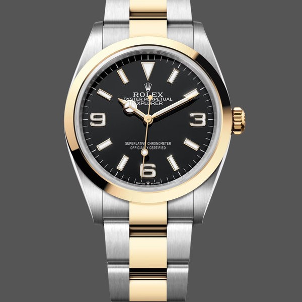 Replica Rolex Explorer 36 Black Dial Yellow Gold M124273 0001 Damen Uhr