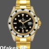 Replica Rolex GMT-Master II 116758 Gelbgold Schwarz Zifferblatt Diamanten 40mm Herren Replica Uhren