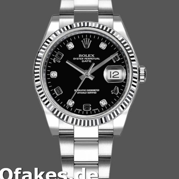 Replica Rolex Oyster Perpetual Date 115234 Black Diamond Dial 34mm Unisex Replica Uhren