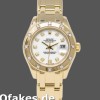 Replica Rolex Pearlmaster 80318 Gelbgold Weißes Zifferblatt 29MM Lady Uhren Replica Uhren