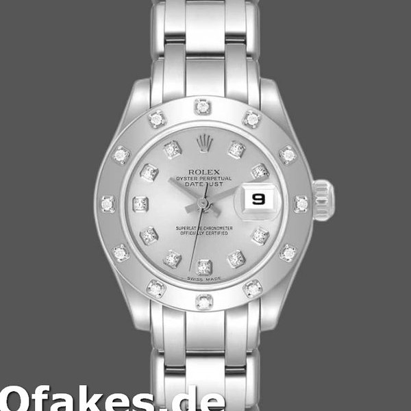 Replica Rolex Pearlmaster 80319 Silber Diamant Zifferblatt 29MM Lady Replica Uhren