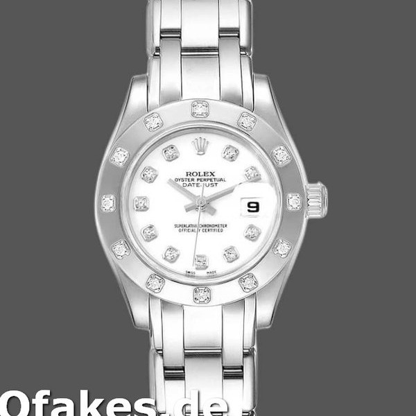 Replica Rolex Pearlmaster 80319 White Dial Diamond 29MM Lady Replica Uhren