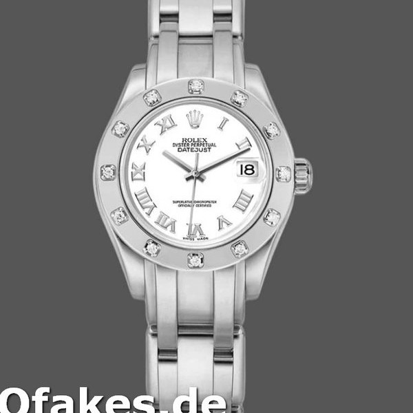 Replica Rolex Pearlmaster 80319 White Roman Dial 29MM Lady Replica Uhren