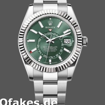 Replica Rolex Sky-Dweller 336934 Fluted Bezel Green Dial 42MM Herren Replica Uhren