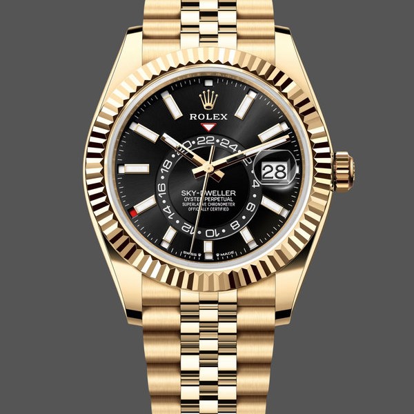 Replica Rolex Sky Dweller 42mm 18 kt Yellow Gold Black Dial m336938 0005