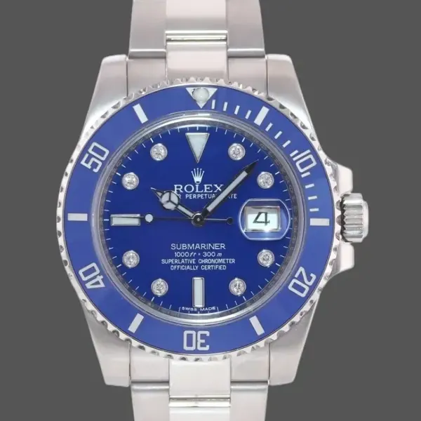 Replica Rolex Submariner 16610 Stainless Steel Blue Bezel Diamond Dial 40mm Herren Replica Uhren