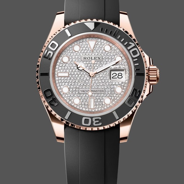 Replica Rolex Yacht-Master II 126655 Diamond Pave Dial Rose Gold 40mm Herren Replica Uhren
